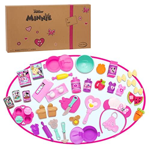  Disney Junior Minnie Mouse Bow Tique Bowtastic Kitchen Accessory Set, Over Fifty Piece Play Food and Utensils, Frustration Free Packaging, by Just Play