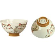 [아마존베스트]Mino Ware Japanese rice bowl set, ceramic, cute smiling cats design, set of 2 bowls Pink