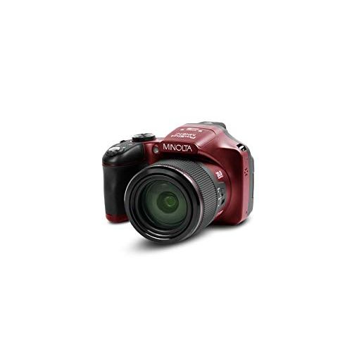  Minolta Pro Shot 20 Mega Pixel HD Digital Camera with 67x Optical Zoom, Full 1080p HD Video & 16GB SD Card (Red)