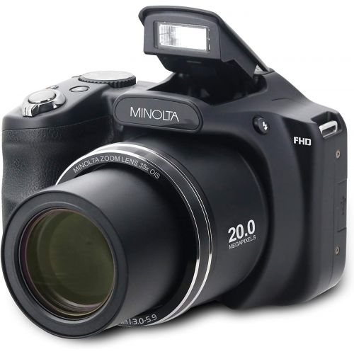  Minolta 20 Mega Pixels High Wi-Fi Digital Camera with 35x Optical Zoom, 1080p HD Video & 3 LCD, Black (MN35Z-BK)