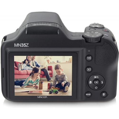  Minolta 20 Mega Pixels High Wi-Fi Digital Camera with 35x Optical Zoom, 1080p HD Video & 3 LCD, Black (MN35Z-BK)