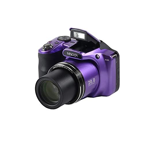  Minolta 20 Mega Pixels Wifi Digital Camera with 35x Optical Zoom & 1080p HD Video Optical with 3-Inch LCD, 4.8 x 3.4 x 3.2, Purple (MN35Z-P)