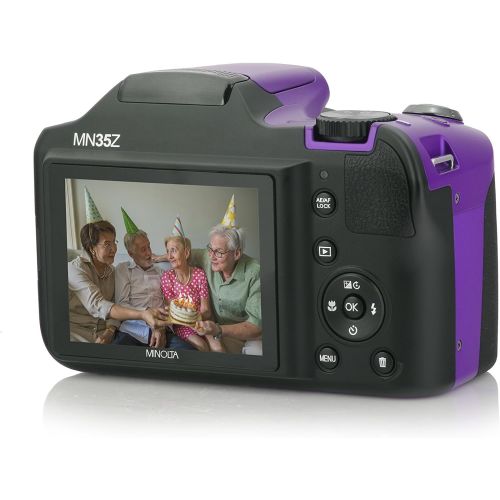  Minolta 20 Mega Pixels Wifi Digital Camera with 35x Optical Zoom & 1080p HD Video Optical with 3-Inch LCD, 4.8 x 3.4 x 3.2, Purple (MN35Z-P)