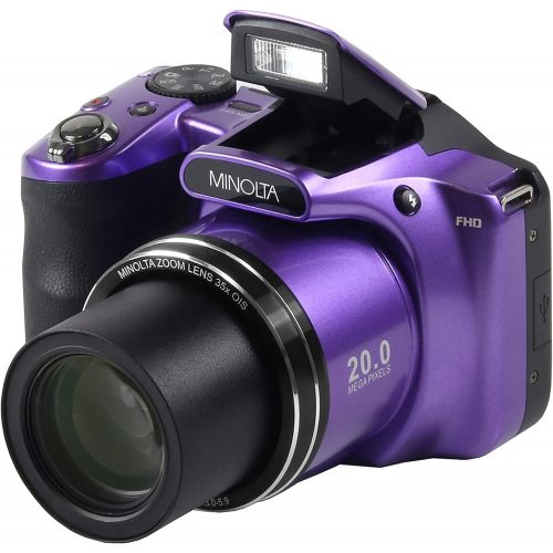  Minolta 20 Mega Pixels Wifi Digital Camera with 35x Optical Zoom & 1080p HD Video Optical with 3-Inch LCD, 4.8 x 3.4 x 3.2, Purple (MN35Z-P)