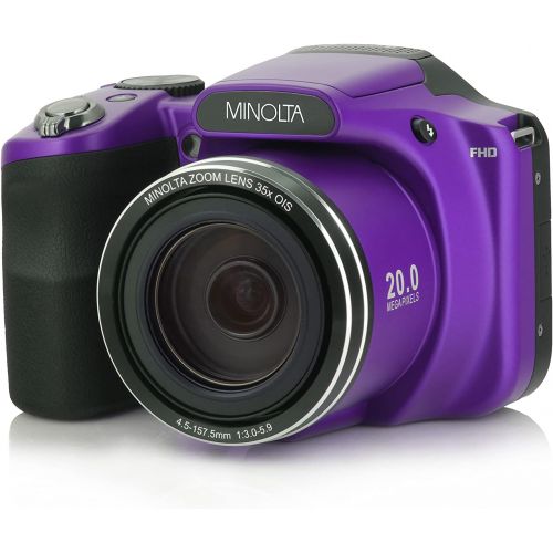  Minolta 20 Mega Pixels Wifi Digital Camera with 35x Optical Zoom & 1080p HD Video Optical with 3-Inch LCD, 4.8 x 3.4 x 3.2, Purple (MN35Z-P)