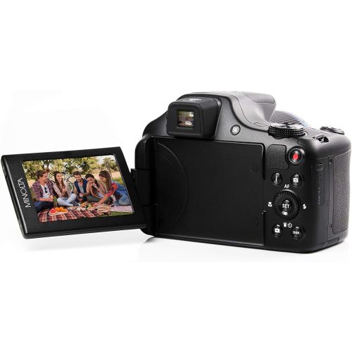  Minolta Pro Shot 20 Mega Pixel HD Digital Camera with 67X Optical Zoom, Full 1080P HD Video & 16GB SD Card, Black