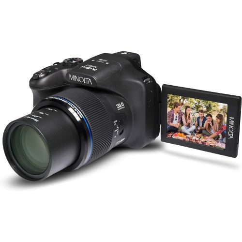  Minolta Pro Shot 20 Mega Pixel HD Digital Camera with 67X Optical Zoom, Full 1080P HD Video & 16GB SD Card, Black