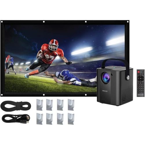  Minolta MN674 1920x1080P Full HD Portable Projector Bundle Pack with 100 Inch Screen, Remote Control, Mounting Accessories, HDMI, USB/Micro-SD, and AV Inputs, Headphone/Line Output