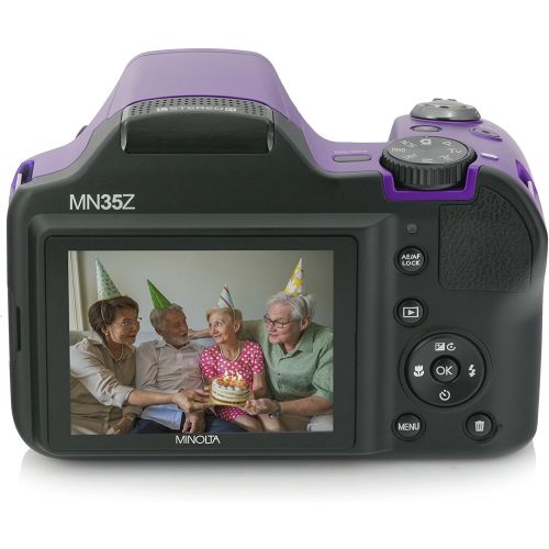  Minolta 20 Mega Pixels High Wi-Fi Digital Camera with 35x Optical Zoom, 1080p HD Video & 3 LCD, Black(MN35Z-BK)