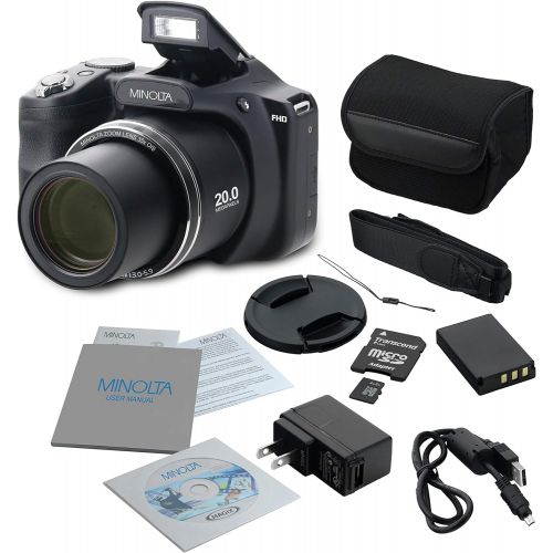  Minolta 20 Mega Pixels High Wi-Fi Digital Camera with 35x Optical Zoom, 1080p HD Video & 3 LCD, Black(MN35Z-BK)