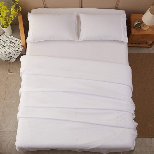  Minor Monkey Egyptian Cotton 1000 Thread Count 4 PC Solid Bed Sheet Set True Luxury Hotel Collection Fits Up to 17 Inches Deep Pocket (Queen, White)