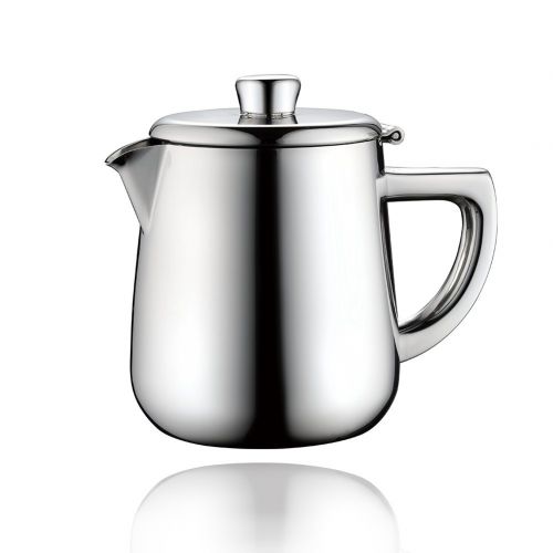  Minos Stunning Classy Hand Polished Stainless Steel Teapot - 17.6 fl oz - With Lid And Heatproof Hollow Stainless Steel Handle