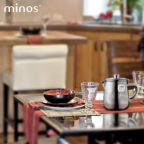  Minos Stunning Classy Hand Polished Stainless Steel Teapot - 17.6 fl oz - With Lid And Heatproof Hollow Stainless Steel Handle