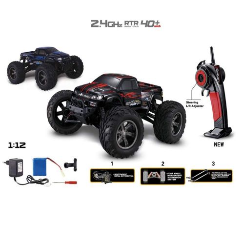  Mintu Size 1:12 Scale High Speed 42km/h 35+MPH 2.4GHZ 2WD Remote Control Truck 9125,Radio Controlled Off-Road RC Car Electronic Monster Truck R/C RTR Hobby Grade Cross-Country Car