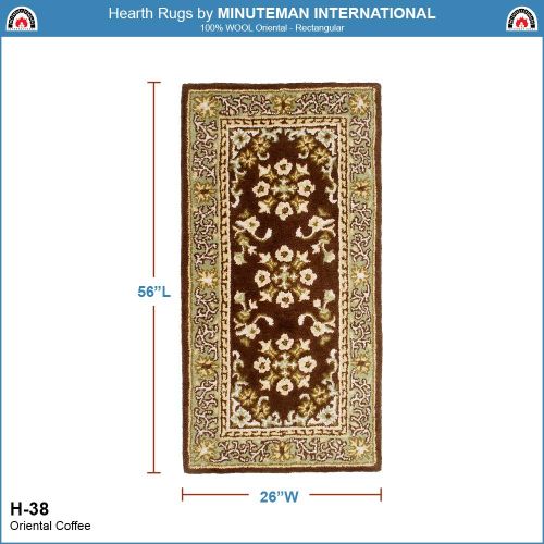  Minuteman International Coffee Oriental Wool Hearth Rug, Rectangular