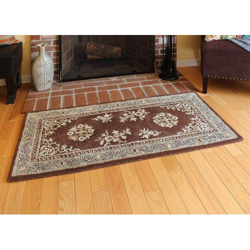  Minuteman International Coffee Oriental Wool Hearth Rug, Rectangular