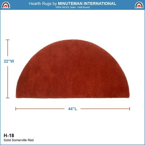  Minuteman International Somerville Red Solid Wool Hearth Rug, Half Round