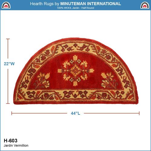  Minuteman International Vermillion Jardin Wool Hearth Rug, Half Round