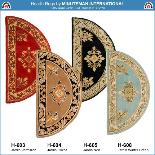  Minuteman International Vermillion Jardin Wool Hearth Rug, Half Round