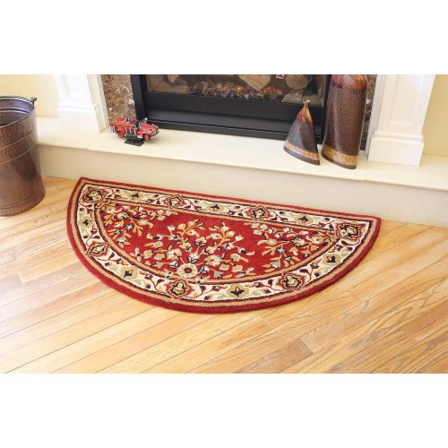  Minuteman International Burgundy Oriental Wool Hearth Rug, Half Round