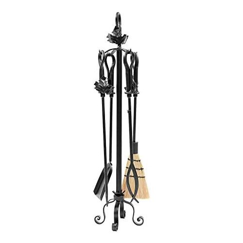  Minuteman International Maple Leaf 5-piece Wrought Iron Fireplace Tool Set, Graphite