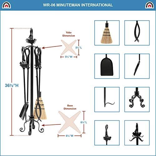  Minuteman International Maple Leaf 5-piece Wrought Iron Fireplace Tool Set, Graphite