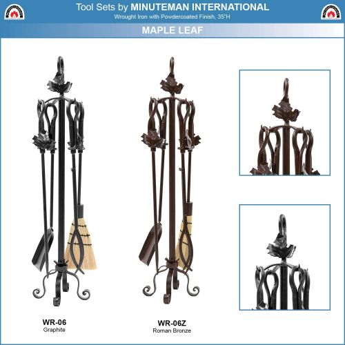  Minuteman International Maple Leaf 5-piece Wrought Iron Fireplace Tool Set, Graphite