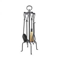 Minuteman International Loop 5-piece Wrought Iron Fireplace Tool Set, Graphite