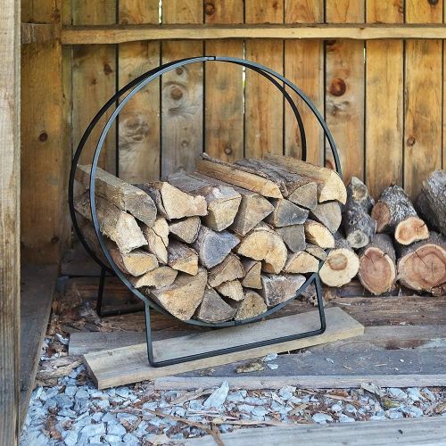  Minuteman International, 36-inch Hoop Log Fire Wood Holder, Black