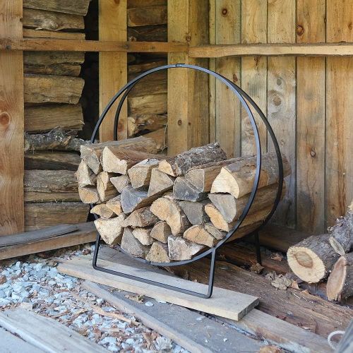  Minuteman International, 36-inch Hoop Log Fire Wood Holder, Black