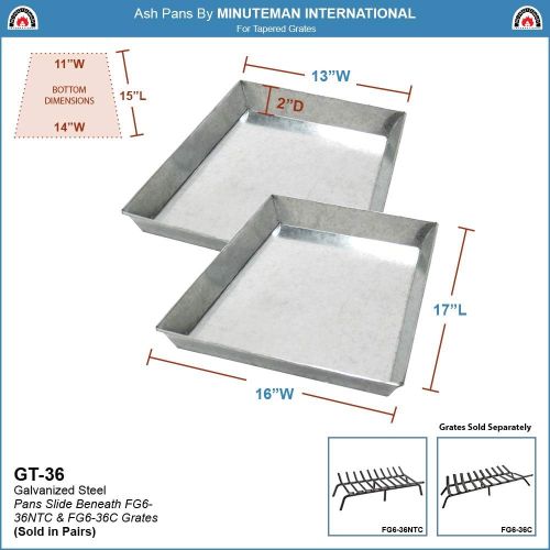  Minuteman International Ash Pan Set for 36 Fireplace Grates