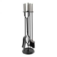 Minuteman International Neoclassic 5-piece Fireplace Tool Set, Polished Chrome and Black