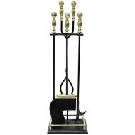 Minuteman International Oxford 5-piece Fireplace Tool Set, Polished Brass and Black