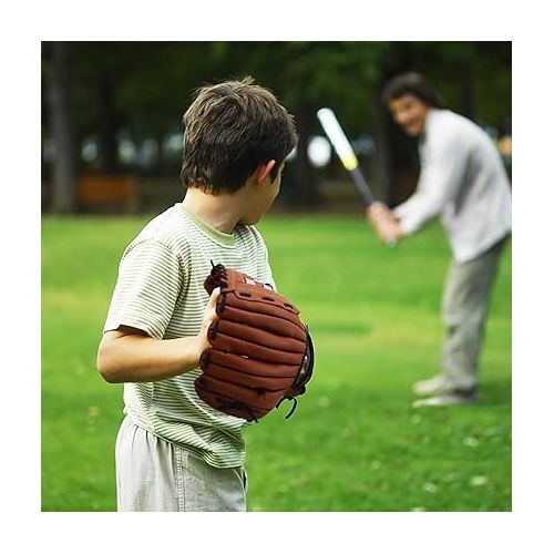  Kids Youth Baseball Softball Mitt Glove with Cushion PU Leather Left Hand Glove Easy Break in Kids Size Right Hand Throw Christmas Birthday Sport Gift for Kids Child Boy Girl