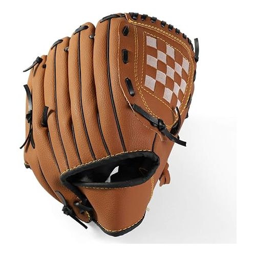  Kids Youth Baseball Softball Mitt Glove with Cushion PU Leather Left Hand Glove Easy Break in Kids Size Right Hand Throw Christmas Birthday Sport Gift for Kids Child Boy Girl