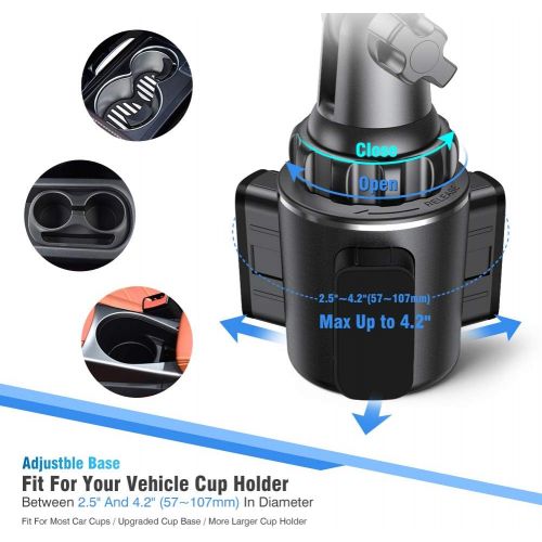  [아마존베스트][2020 Upgraded] Cup Holder Phone Mount,Miracase Long Neck Never Shake Car Cup Phone Holder Cradle Car Mount for iPhone 12/12 Pro max/11 Pro/XR/XS Max/X/8/7 Plus/6/Samsung S10/Note