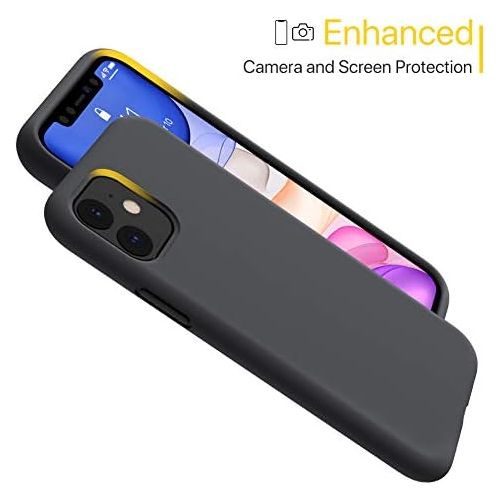  [아마존베스트]Miracase Liquid Silicone Case Compatible with iPhone 11 6.1 inch(2019), Gel Rubber Full Body Protection Cover Case Drop Protection Case (Black)