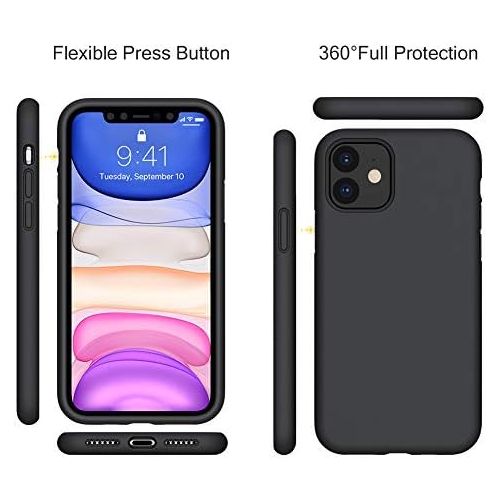  [아마존베스트]Miracase Liquid Silicone Case Compatible with iPhone 11 6.1 inch(2019), Gel Rubber Full Body Protection Cover Case Drop Protection Case (Black)