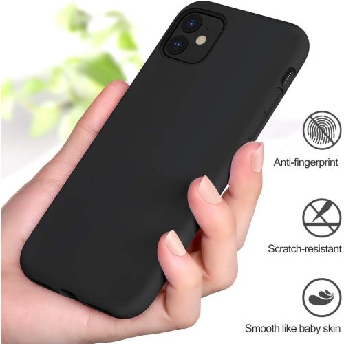  [아마존베스트]Miracase Liquid Silicone Case Compatible with iPhone 11 6.1 inch(2019), Gel Rubber Full Body Protection Cover Case Drop Protection Case (Black)