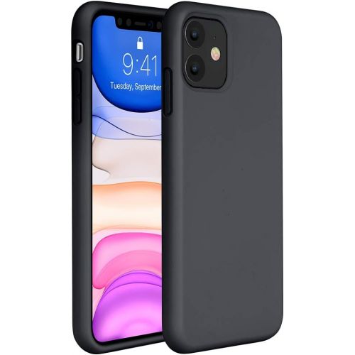  [아마존베스트]Miracase Liquid Silicone Case Compatible with iPhone 11 6.1 inch(2019), Gel Rubber Full Body Protection Cover Case Drop Protection Case (Black)