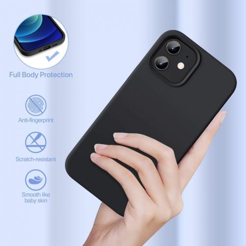  [아마존베스트]Miracase Compatible with iPhone 12 Case,Designed for iPhone 12 Pro Case 6.1 inch(2020),Liquid Silicone Gel Rubber Full Body Protection Shockproof Drop Protection Case(Black)
