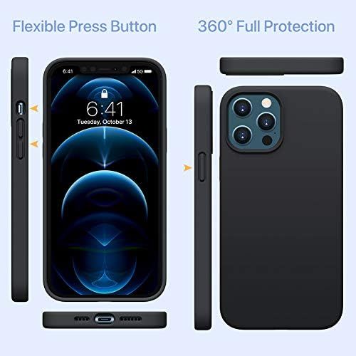  [아마존베스트]Miracase Compatible with iPhone 12 Pro Max Case 6.7 inch(2020 Release),Liquid Silicone Case Gel Rubber Full Body Protection Shockproof Drop Protection Case(Black)