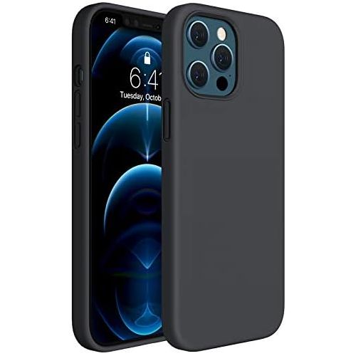  [아마존베스트]Miracase Compatible with iPhone 12 Pro Max Case 6.7 inch(2020 Release),Liquid Silicone Case Gel Rubber Full Body Protection Shockproof Drop Protection Case(Black)