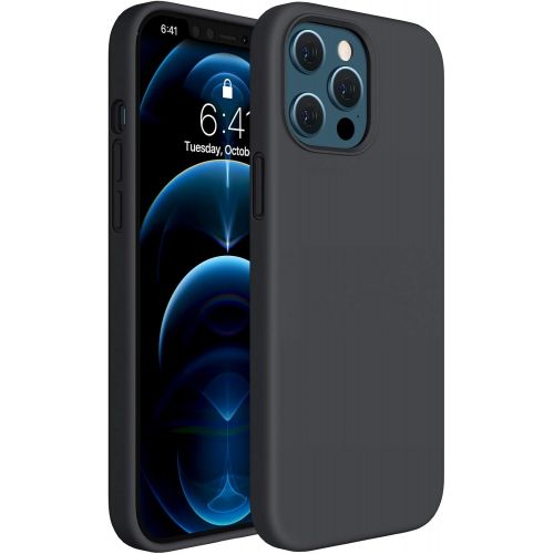  [아마존베스트]Miracase Compatible with iPhone 12 Pro Max Case 6.7 inch(2020 Release),Liquid Silicone Case Gel Rubber Full Body Protection Shockproof Drop Protection Case(Black)