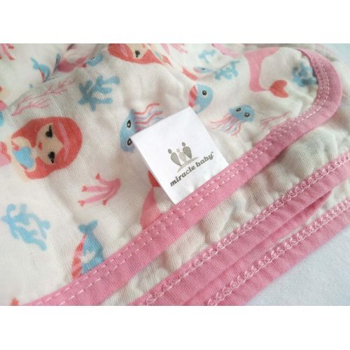  Miracle Baby Baby 2-Layer Muslin Swaddle Blanket, 39x59 100% Cotton Soft Unisex for Boys or Girls Nursing...