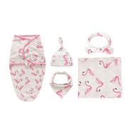 Miracle Baby Baby Swaddle Wrap Blankets with Hat + Headband + Bandana Bib Set, 100% Cotton Knitted,...