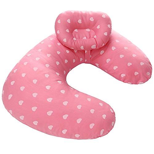  [아마존베스트]Miracle Baby Baby Breastfeeding Nursing Pillow and Positioner,Machine Washable U Shape Nursing and Infant Support Pillow Bonus Head Positioner(Love)