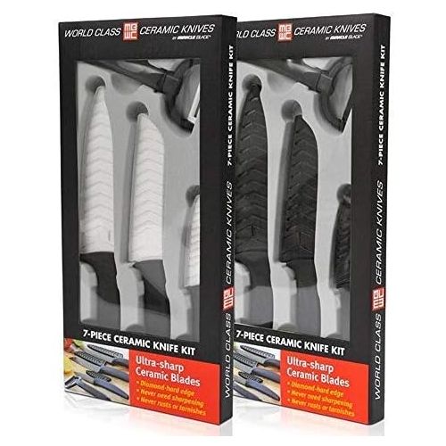  [아마존베스트]Miracle Blade World Class Series Black 7-piece Ceramic Knife Set - Sharpest Knives Never Lose their Precision Cut: Never Dulls & Wont Rust or Stain.