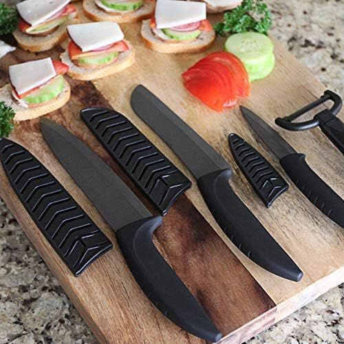  [아마존베스트]Miracle Blade World Class Series Black 7-piece Ceramic Knife Set - Sharpest Knives Never Lose their Precision Cut: Never Dulls & Wont Rust or Stain.