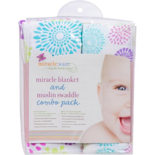  Miracle Blanket & Matching Muslin Swaddle Combo Pack (Colorful Bursts)